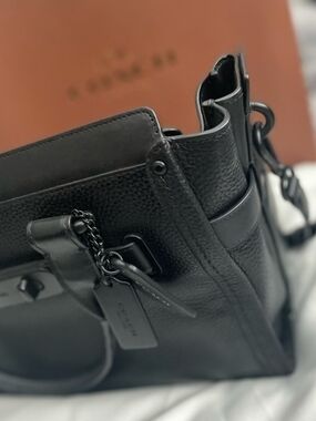 Coach Black Leather Purse - Signature Charm Attached Comes With Matching Wallet